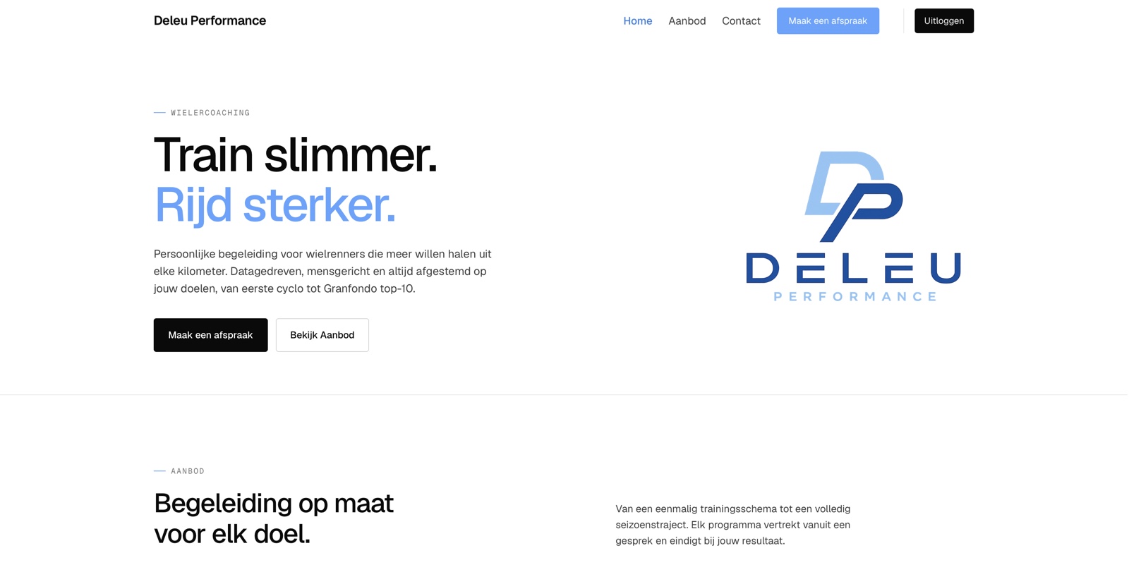 Website van personal trainer Deleu Performance